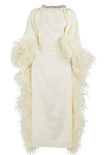Load image into Gallery viewer, High Neck Feathered Kaftan In Ivory