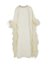 Load image into Gallery viewer, High Neck Feathered Kaftan In Ivory