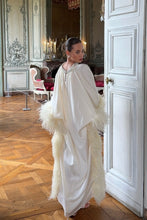 Load image into Gallery viewer, High Neck Feathered Kaftan In Ivory