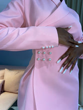 Load image into Gallery viewer, pink pearl buttoned blazer dress