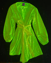 Load image into Gallery viewer, Long Sleeve Wrap Dress In Neon Sequin Velvet - V Karla Onochie
