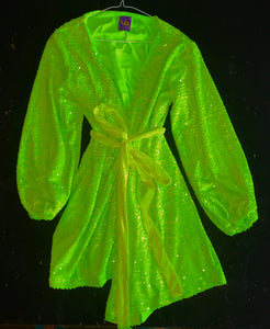 Long Sleeve Wrap Dress In Neon Sequin Velvet - V Karla Onochie