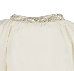 High Neck Feathered Kaftan In Ivory