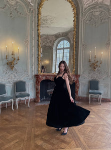 Velvet Midi Gown With Lace Accent