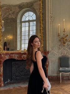 Velvet Midi Gown With Lace Accent