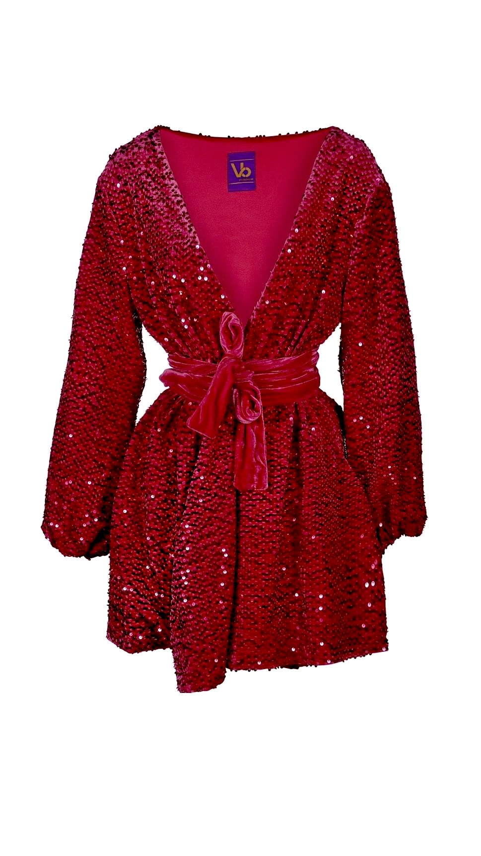 red velvet long sleeve wrap dress Long Sleeve Wrap Dress In Pink Sequin Velvet