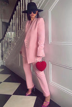 Load image into Gallery viewer, two piece pearl embellished suit in pink
